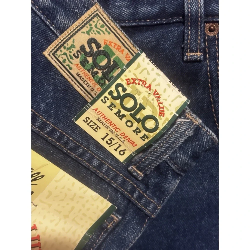 NEW Vintage Solo Semore Jeans 90s Made‎ In USA Women 15/16 Straight Med Wash
